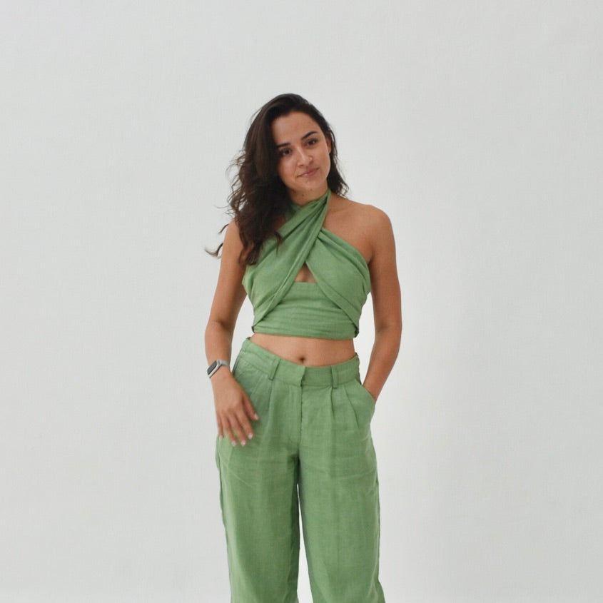 Athens - Linen Halterneck Top