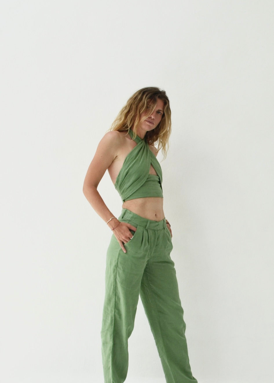 Athens - Linen Halterneck Top